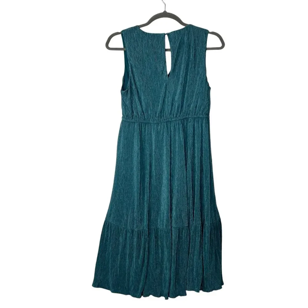 Torrid Crinkle Knit Surplice Midi Skater Dress Pine Green Plus Size Women 2X - Picture 4 of 8